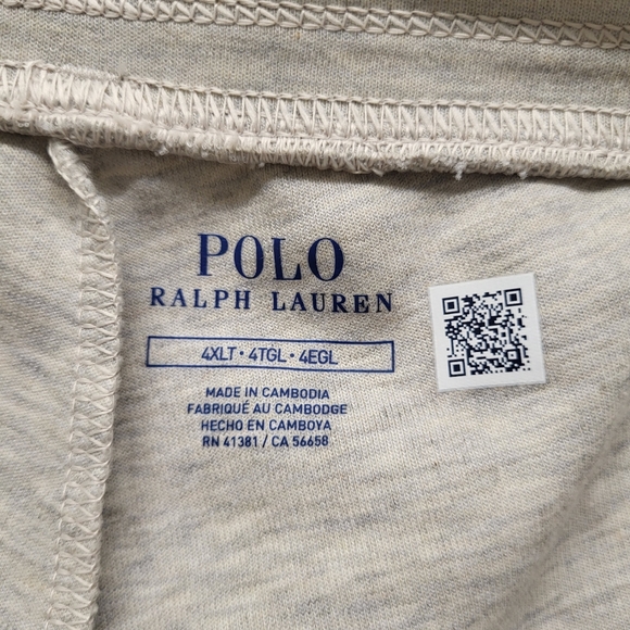 New Polo Ralph Lauren Jogger Sweatpants Mens 4XLT Gray Tapered Drawstring Logo - Picture 5 of 15